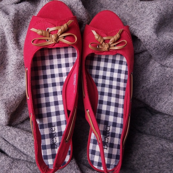 Red Wedge Sling Back Heels size 8.5 - Picture 5 of 8